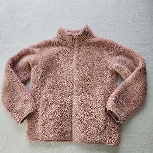 Uniqlo Fluffy Yarn Fleece Full-Zip Jacket Girls 13 Pink‎ Sherpa Teddy Outdoor